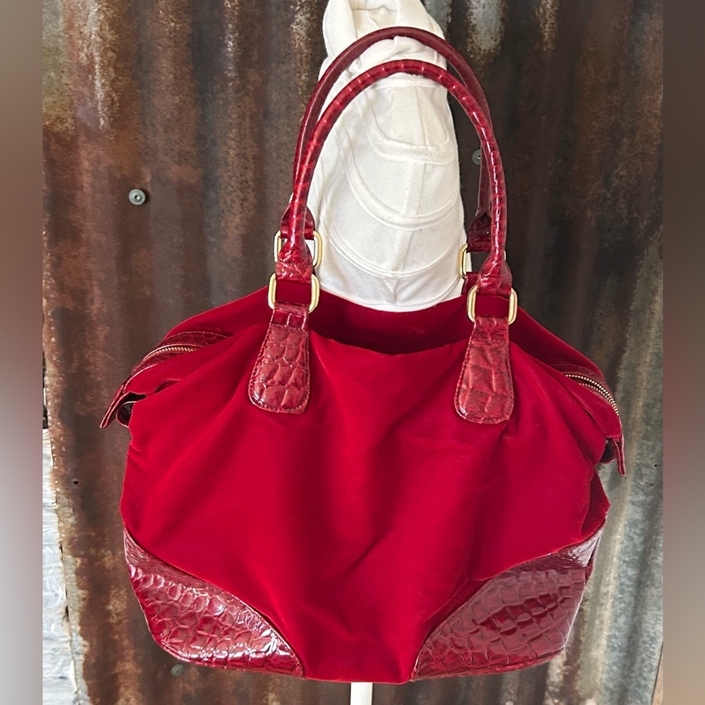 Bath & Body Works Red Velvet Croc Trim Handbag purse Tote - Picture 6 of 6